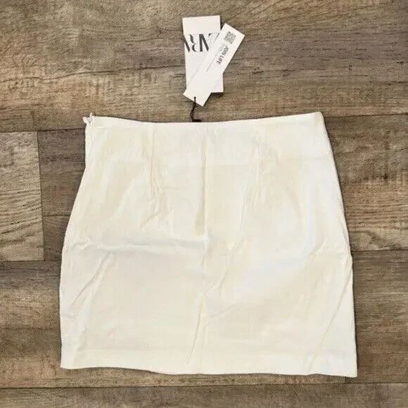 ZARA High-Waisted Oyster White Mini Skirt NWT Pearl Buckle M - Picture 16 of 16